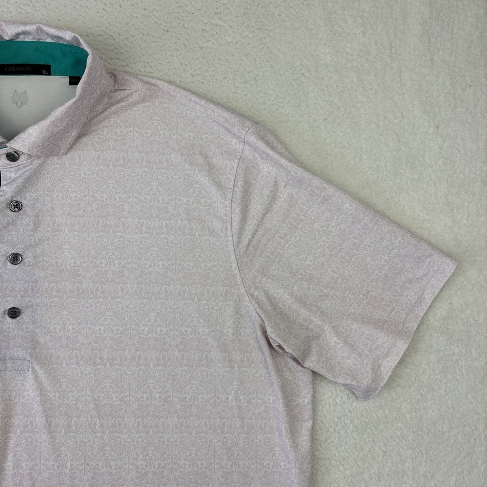 GREYSON Mens Performance‎ Polo Shirt XL Pink AOP Lightweight Golf No Logos EUC - Picture 13 of 15
